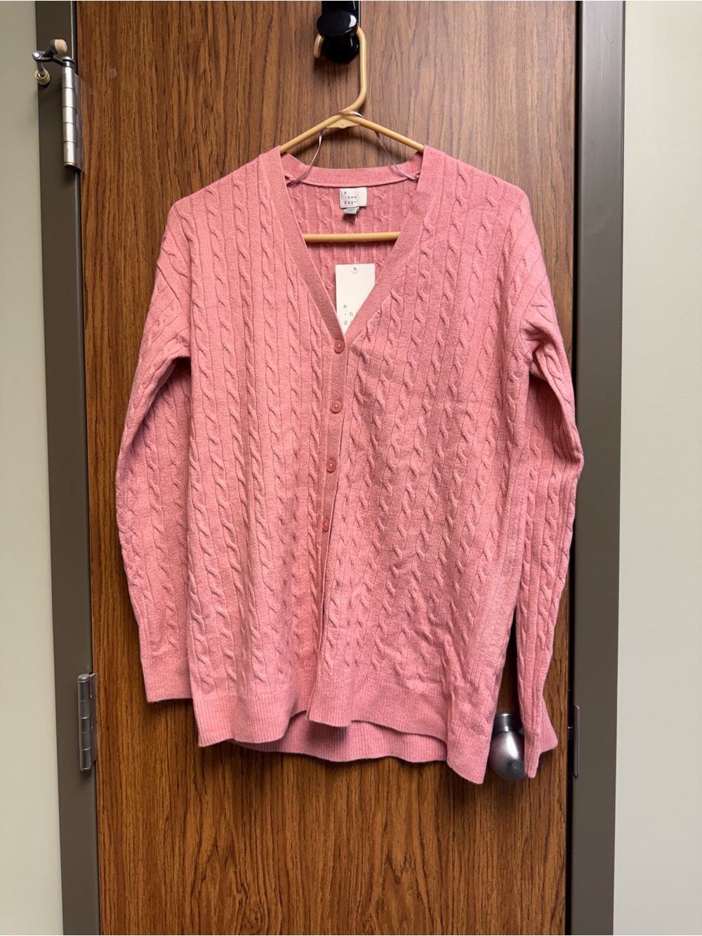 a new day Pink Cable Knit V-Neck Cardigan
